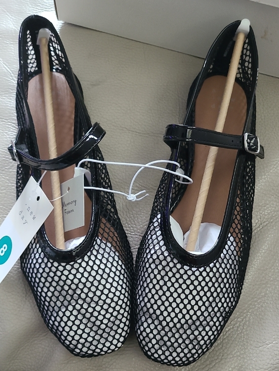 a new day Shoes - a new day Black Mesh Mary Jane Flats with White Lining